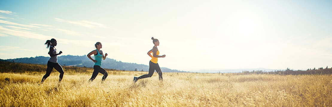 Women running outdoors